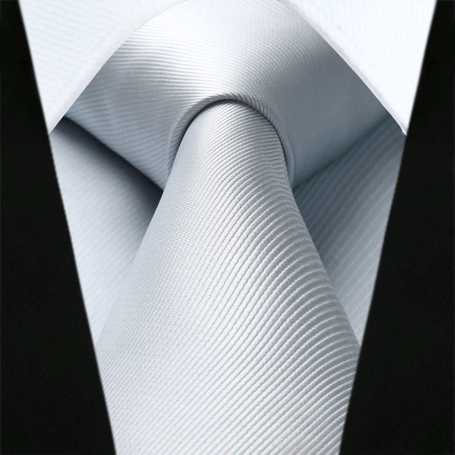 Solid Tie Handkerchief Set - P-SILVER