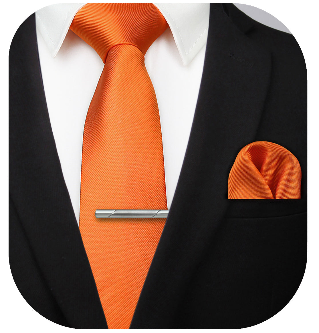 Solid Tie Handkerchief Set - ORANGE