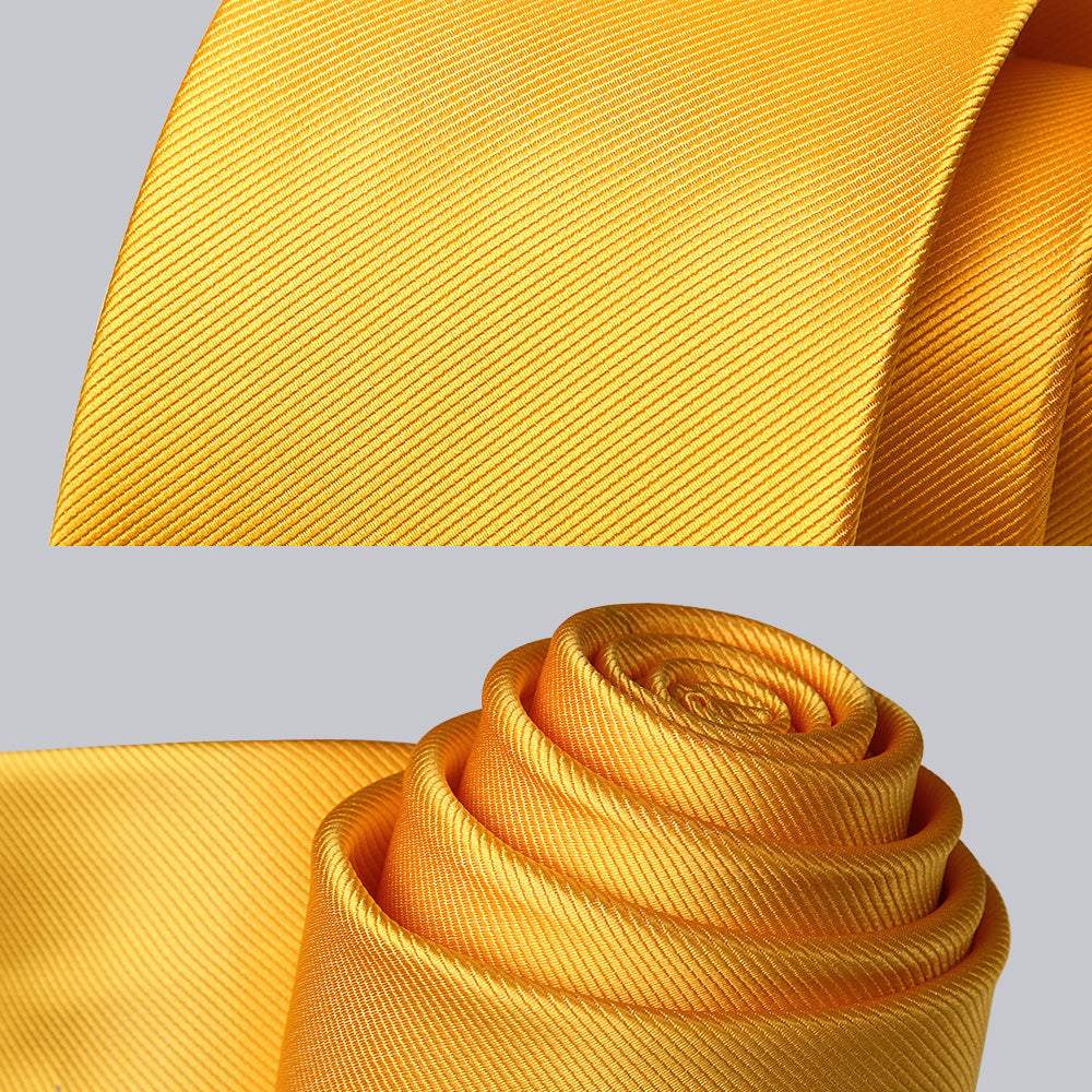 Solid Tie Handkerchief Set - N-YELLOW/MUSTARD