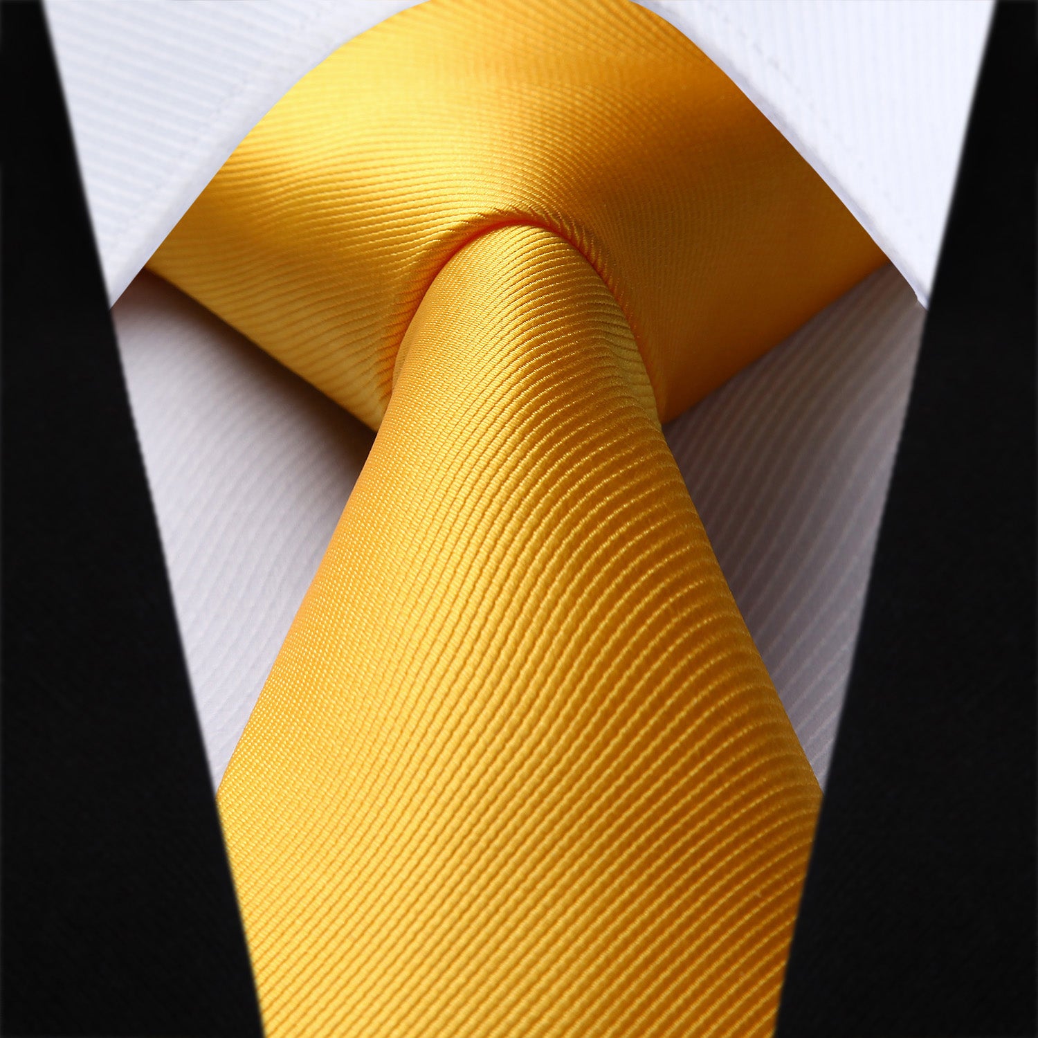 Solid Tie Handkerchief Set - N-YELLOW/MUSTARD