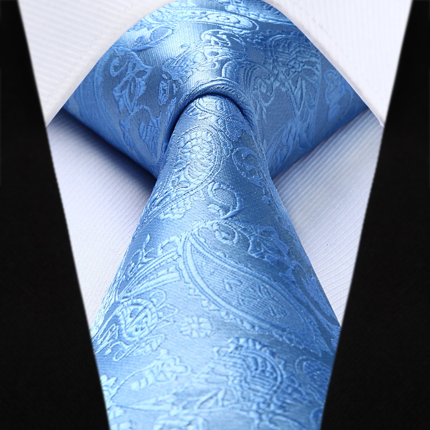 Paisley Floral Tie Handkerchief Set - D6-BABY BLUE