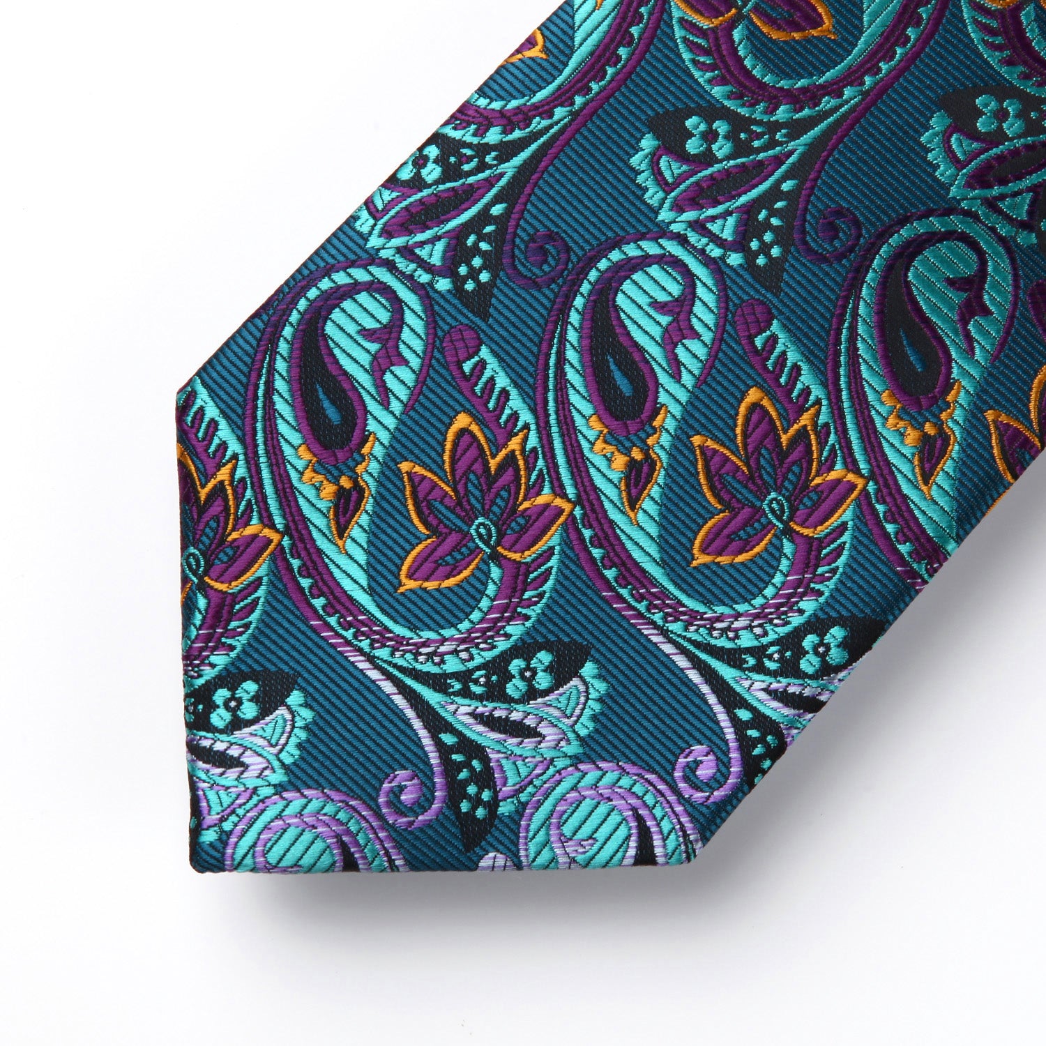 Paisley Tie Handkerchief Set - AQUA/PURPLE
