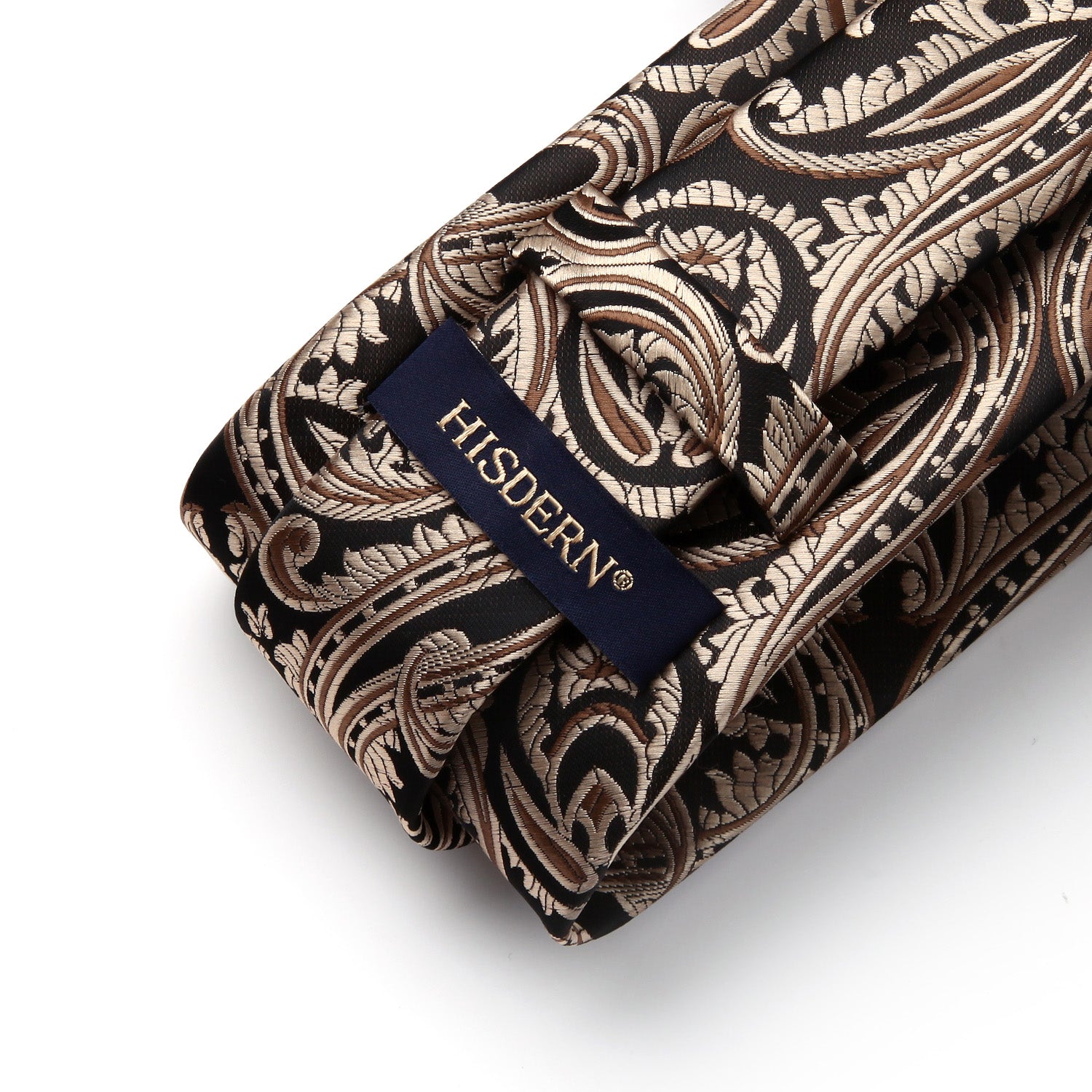 Paisley Floral Tie Handkerchief Set - BLACK/BROWN