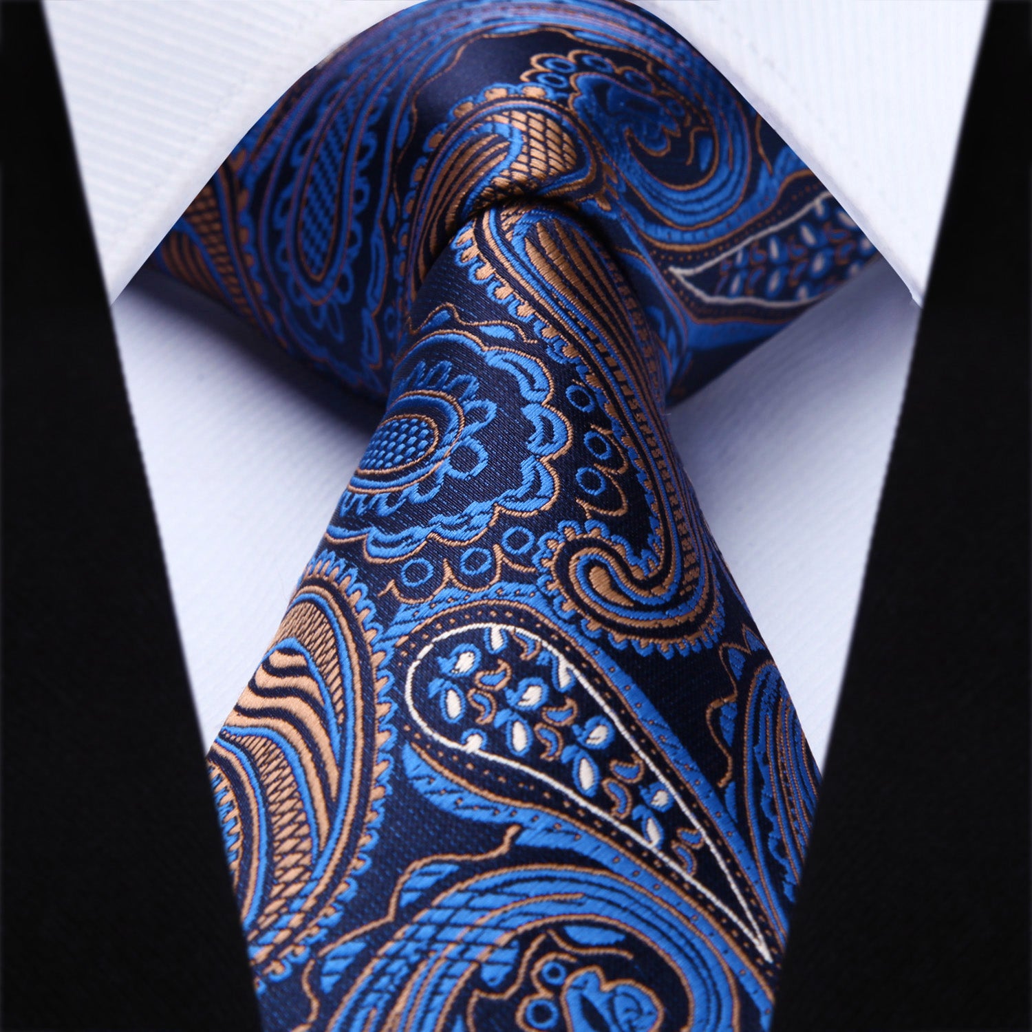 Paisley Tie Handkerchief Set - BLUE/BROWN