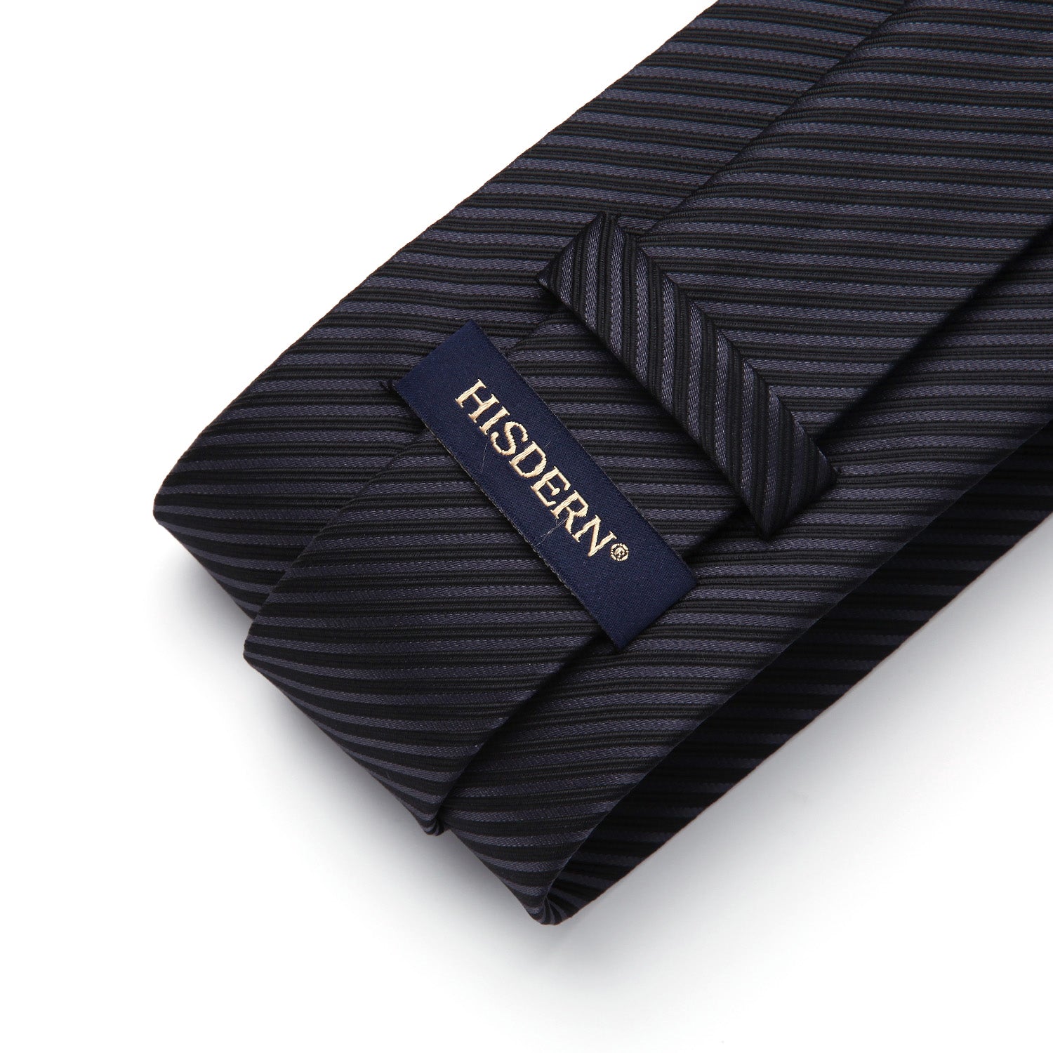 Stripe Tie Handkerchief Set - 03 BLACK