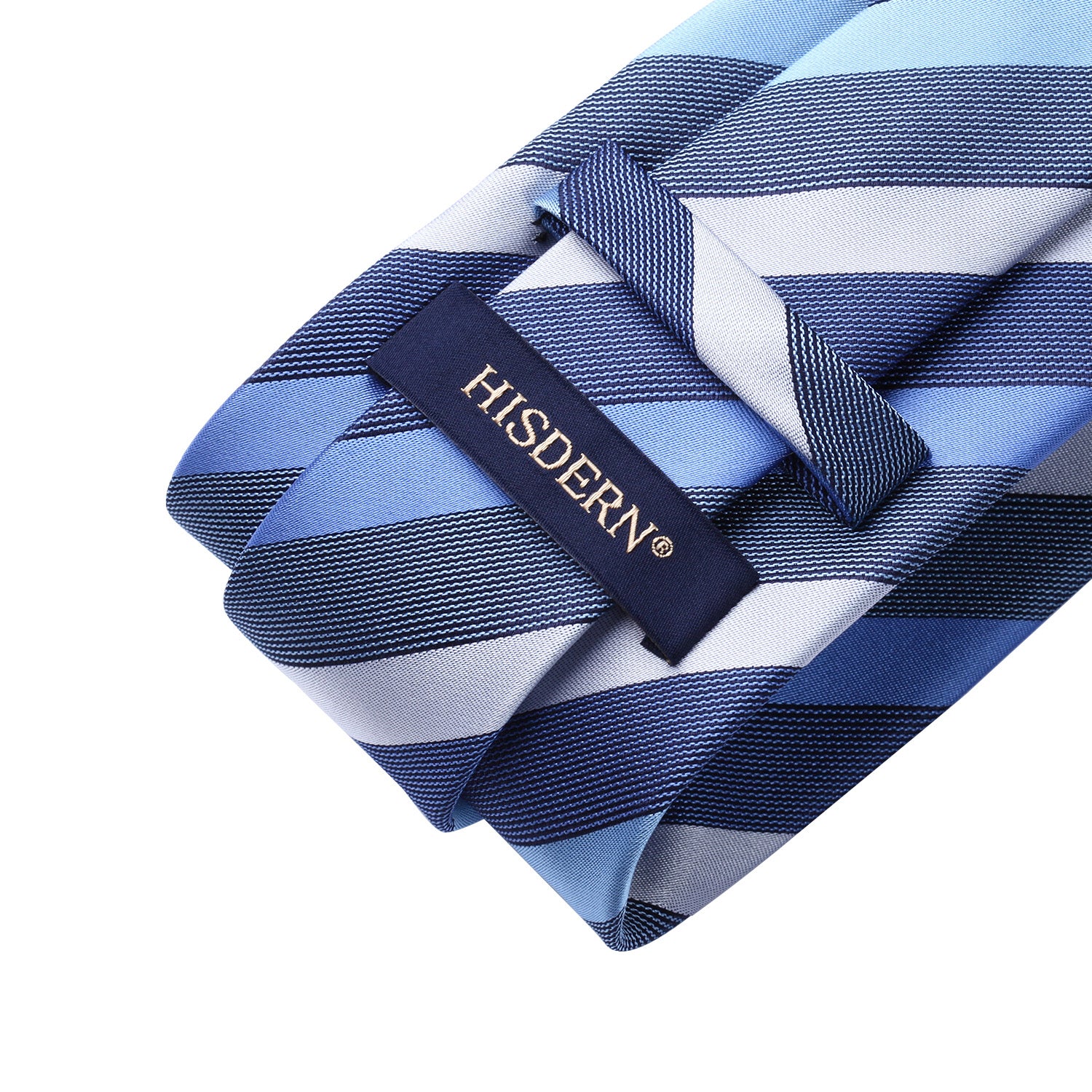 Stripe Tie Handkerchief Set - A-STEEL BLUE/WHITE