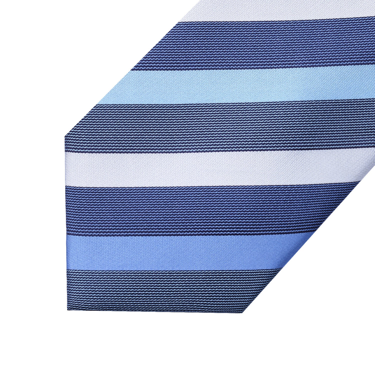 Stripe Tie Handkerchief Set - A-STEEL BLUE/WHITE