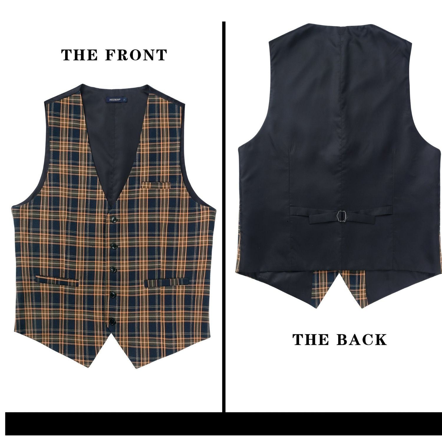 Plaid Slim Vest - B2-BROWN/BLUE