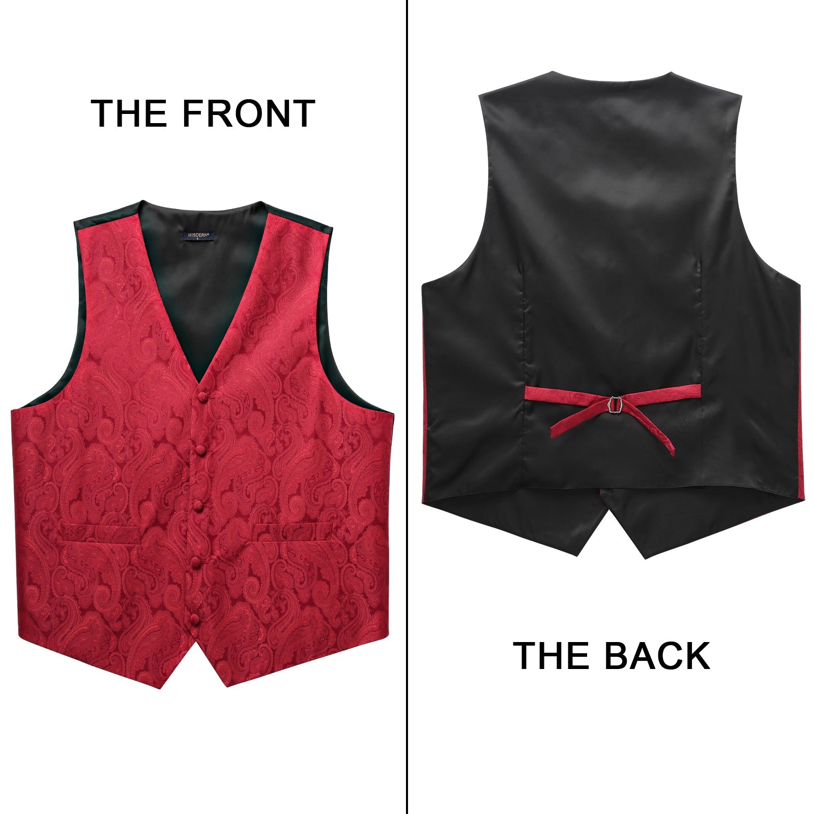 Paisley Floral 3pc Suit Vest Set - BURGUNDY-1