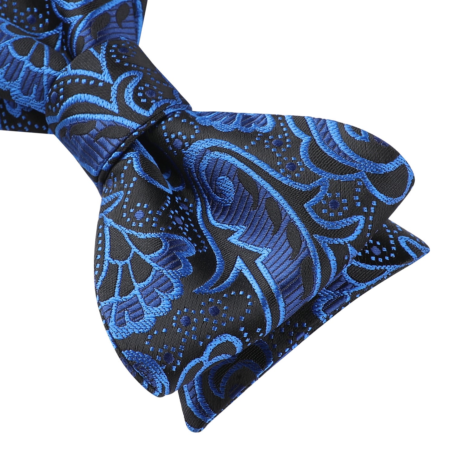 Paisley Floral Bow Tie & Pocket Square - 01-BLUE / BLACK