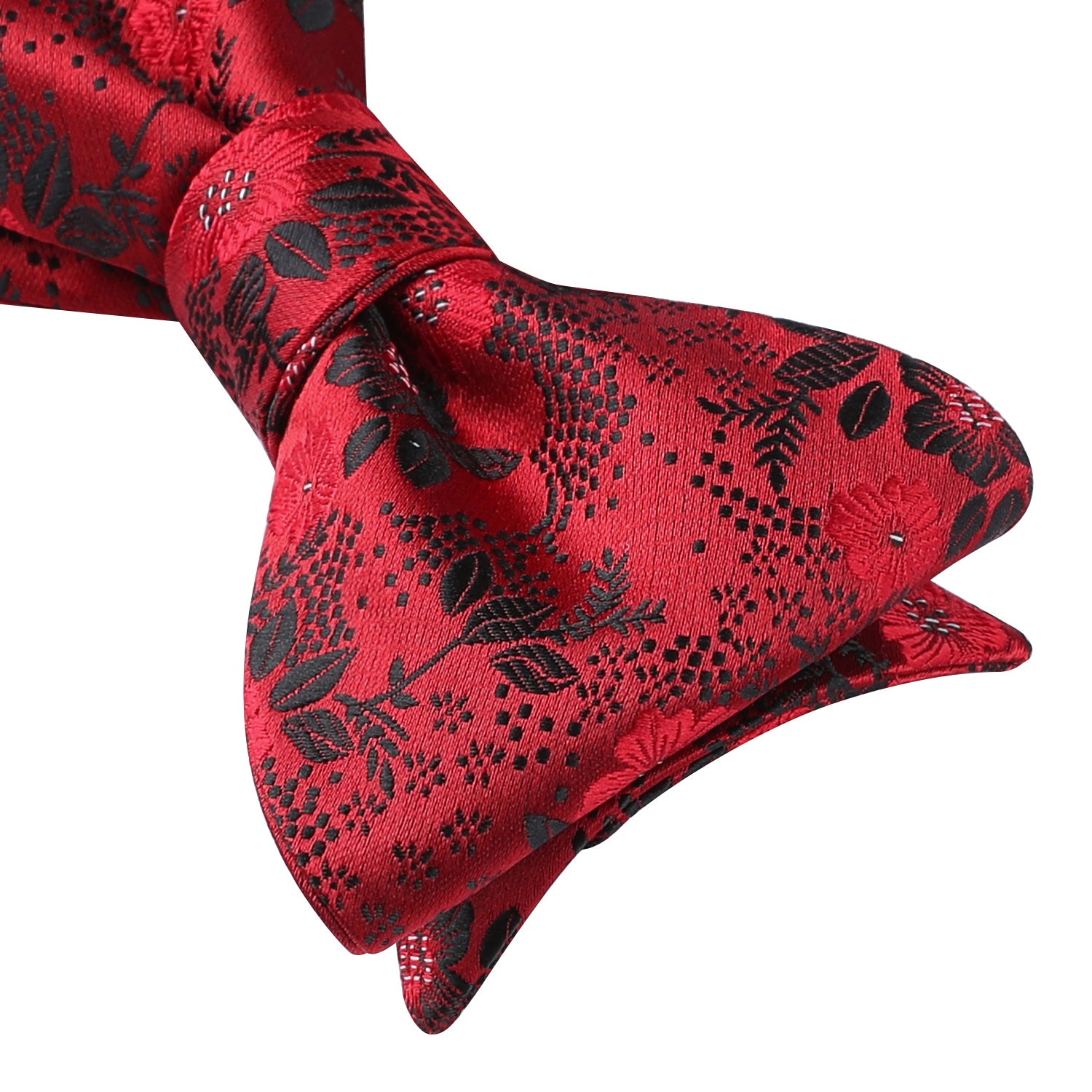 Floral Bow Tie & Pocket Square - A-RED/BLACK