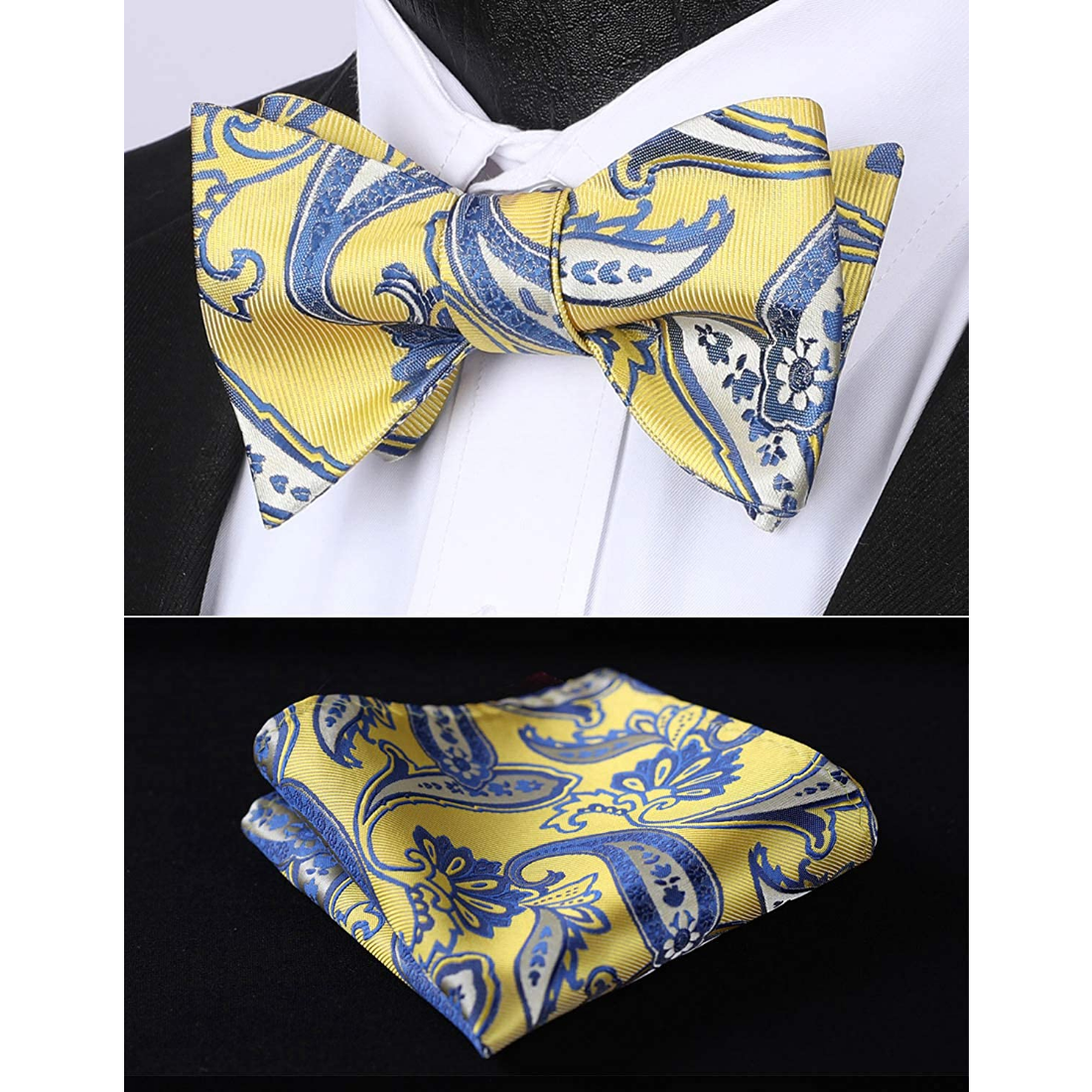 Paisley Bow Tie & Pocket Square - YELLOW-1