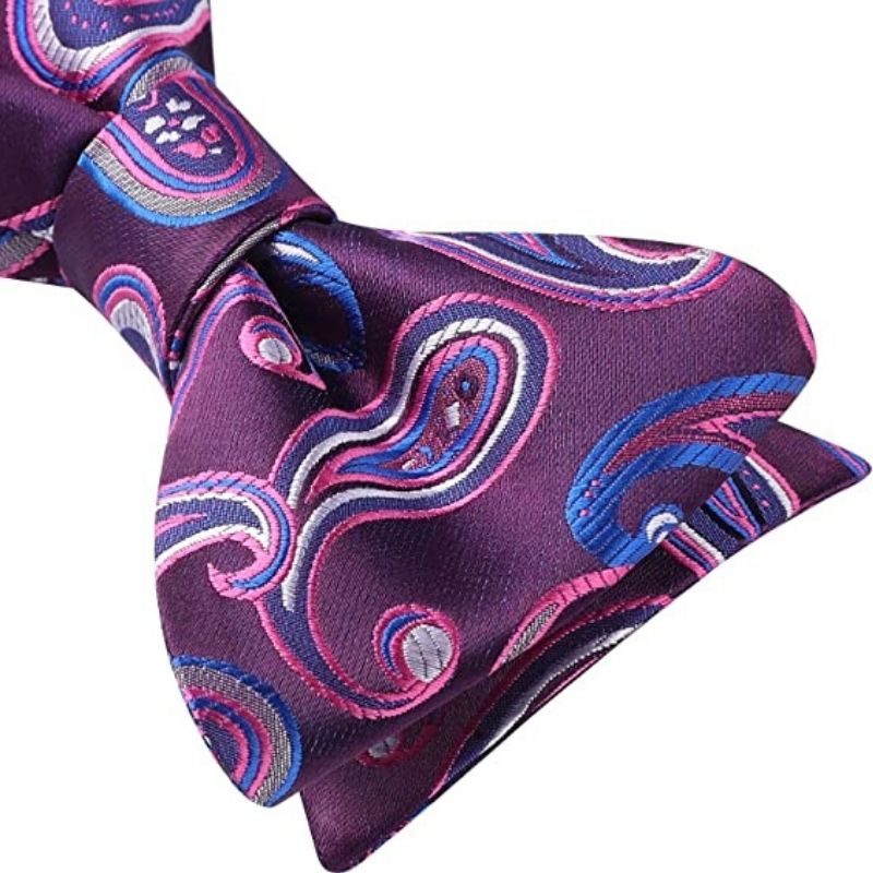 Paisley Bow Tie & Pocket Square - B-PURPLE/BLUE-2