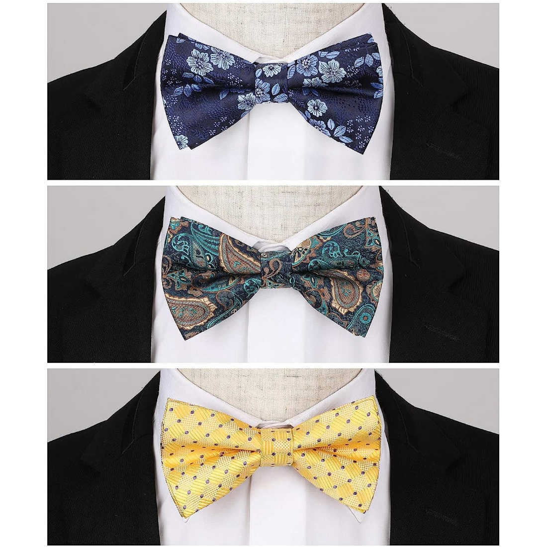 3PCS Mixed Design Pre-Tied Bow Ties - B-06