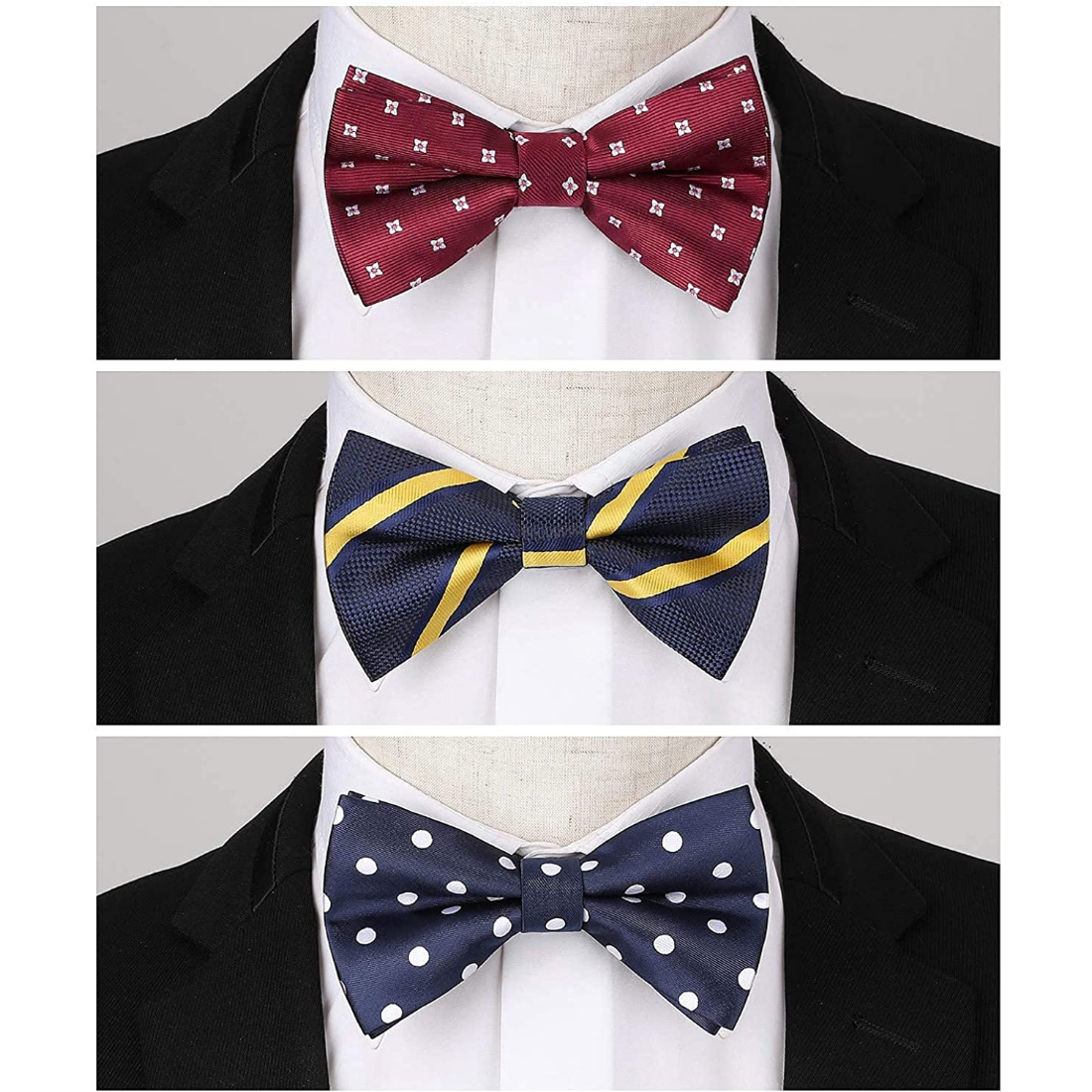 3PCS Mixed Design Pre-Tied Bow Ties - B-05