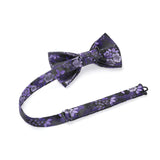 Floral Pre-Tied Bow Tie & Pocket Square - D-PURPLE 6 