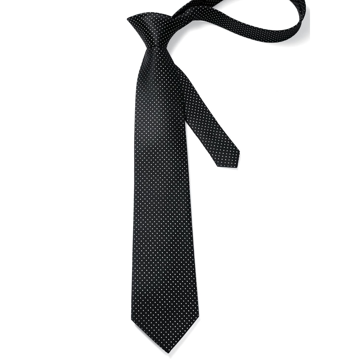 Polka Dot Tie Handkerchief Set - A3-BLACK/WHITE