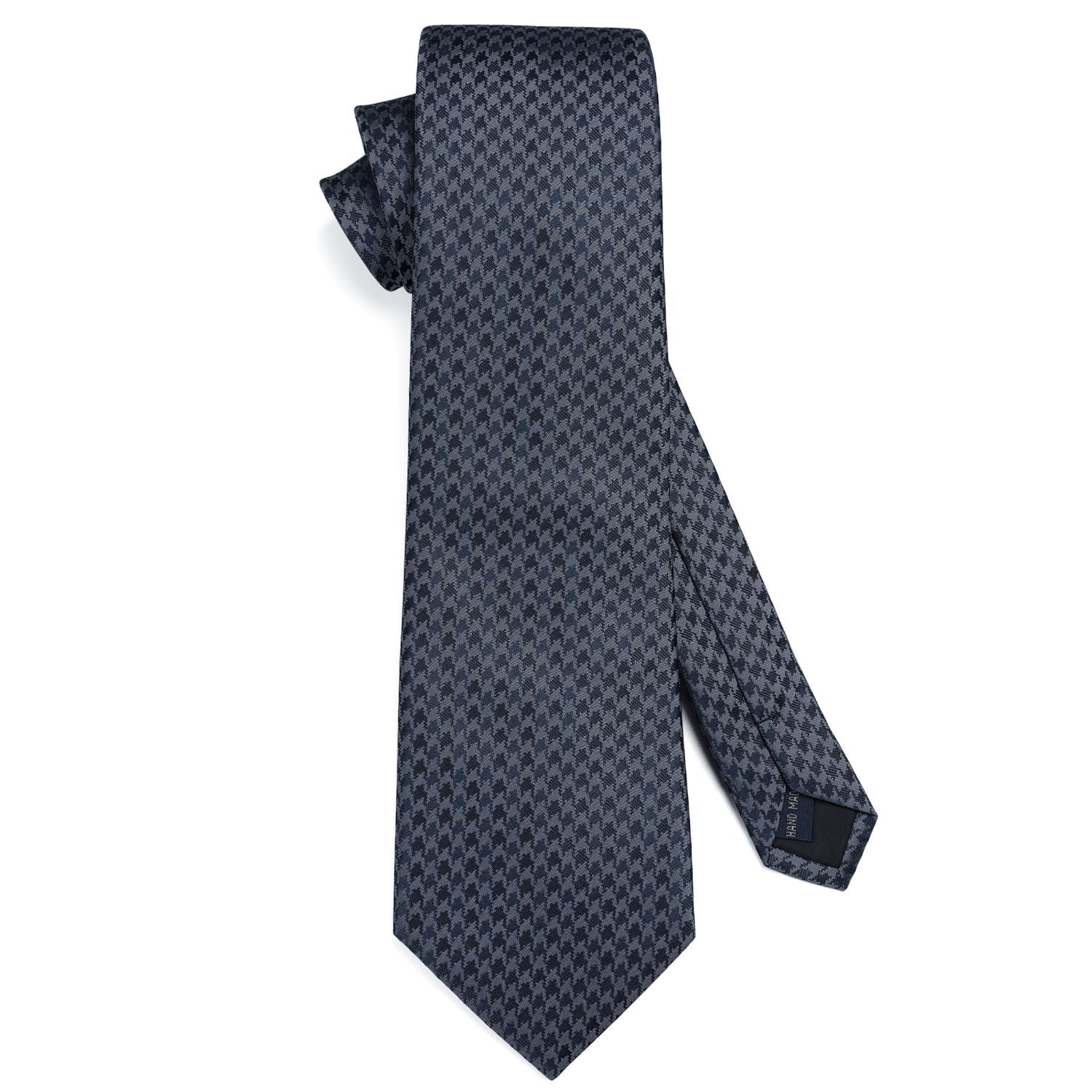 Stripe Tie Handkerchief Set - C-04 GREY/NAVY BLUE