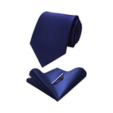 Solid Tie Handkerchief Clip - NAVY BLUE 