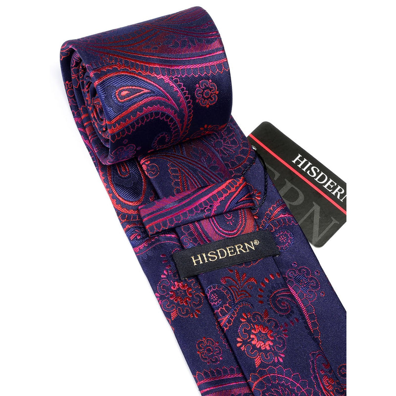 Paisley Tie Handkerchief Set - A5-PURPLE RED 