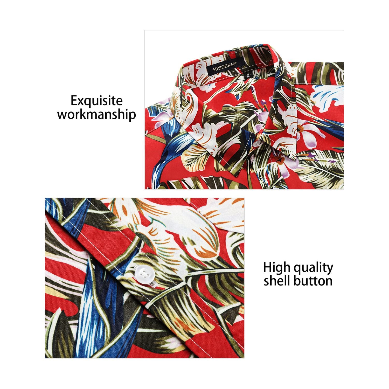 Hawaiian Tropical Shirts with Pocket - RED