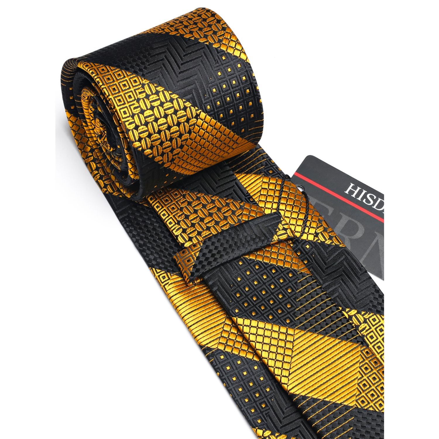 Stripe Tie Handkerchief Set - V- YELLOW-3