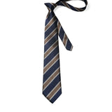 Stripe Tie Handkerchief Set - NAVY/GOLD A01 