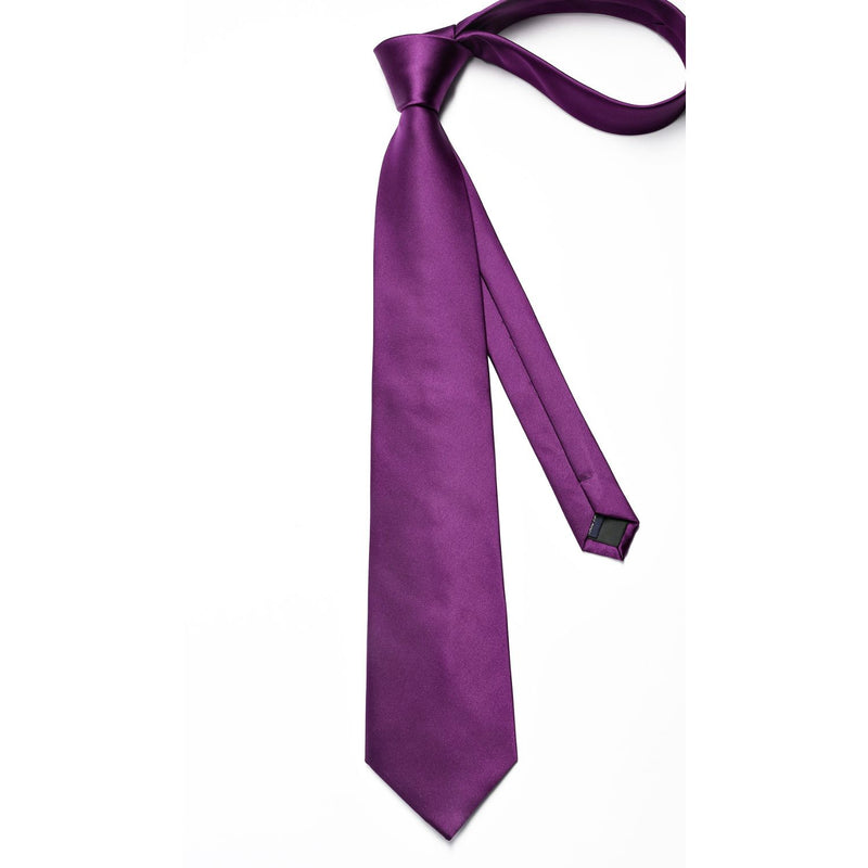 Solid Tie Handkerchief Cufflinks - B1-DURK PURPLE 