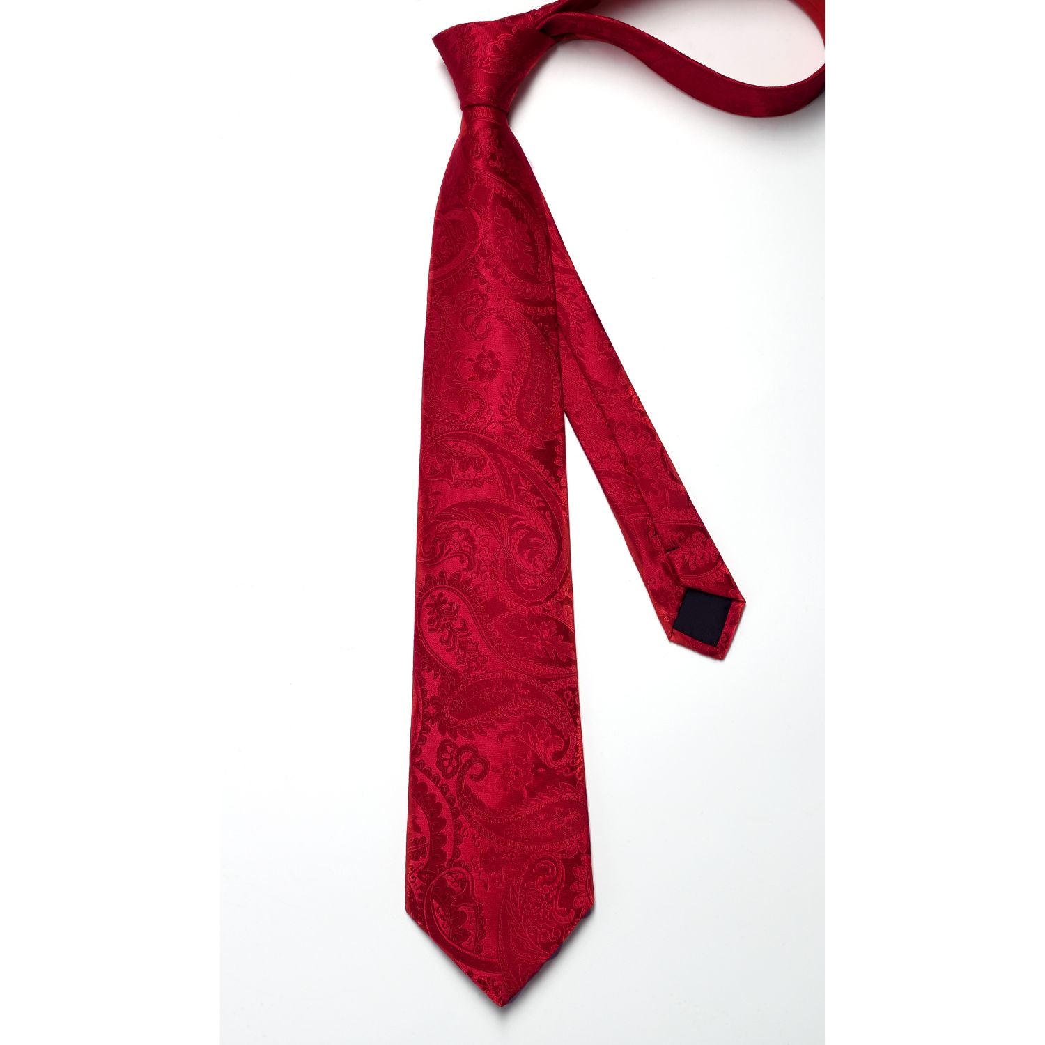 Paisley Tie Handkerchief Cufflinks - RED