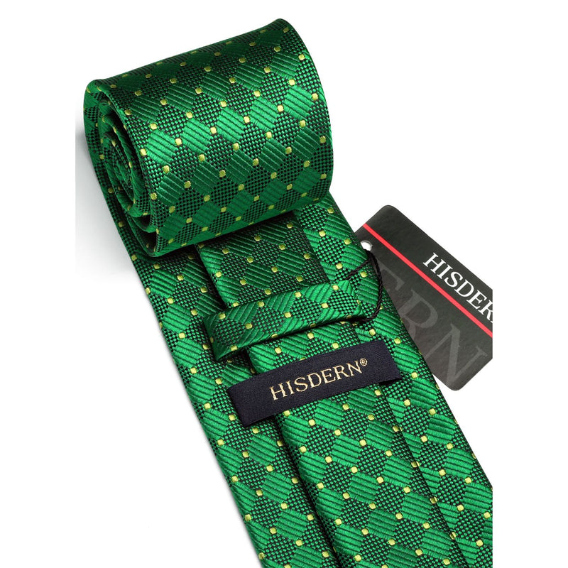 Plaid Tie Handkerchief Set - B-EMERALD GREEN 