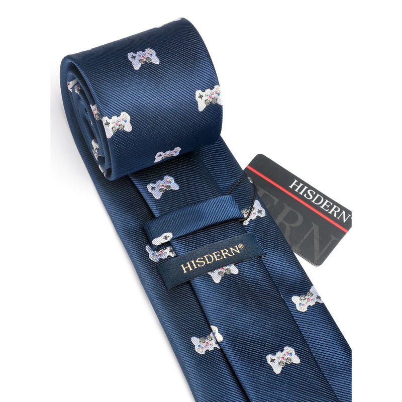 Gamepad Tie Handkerchief Set - NAVY BLUE