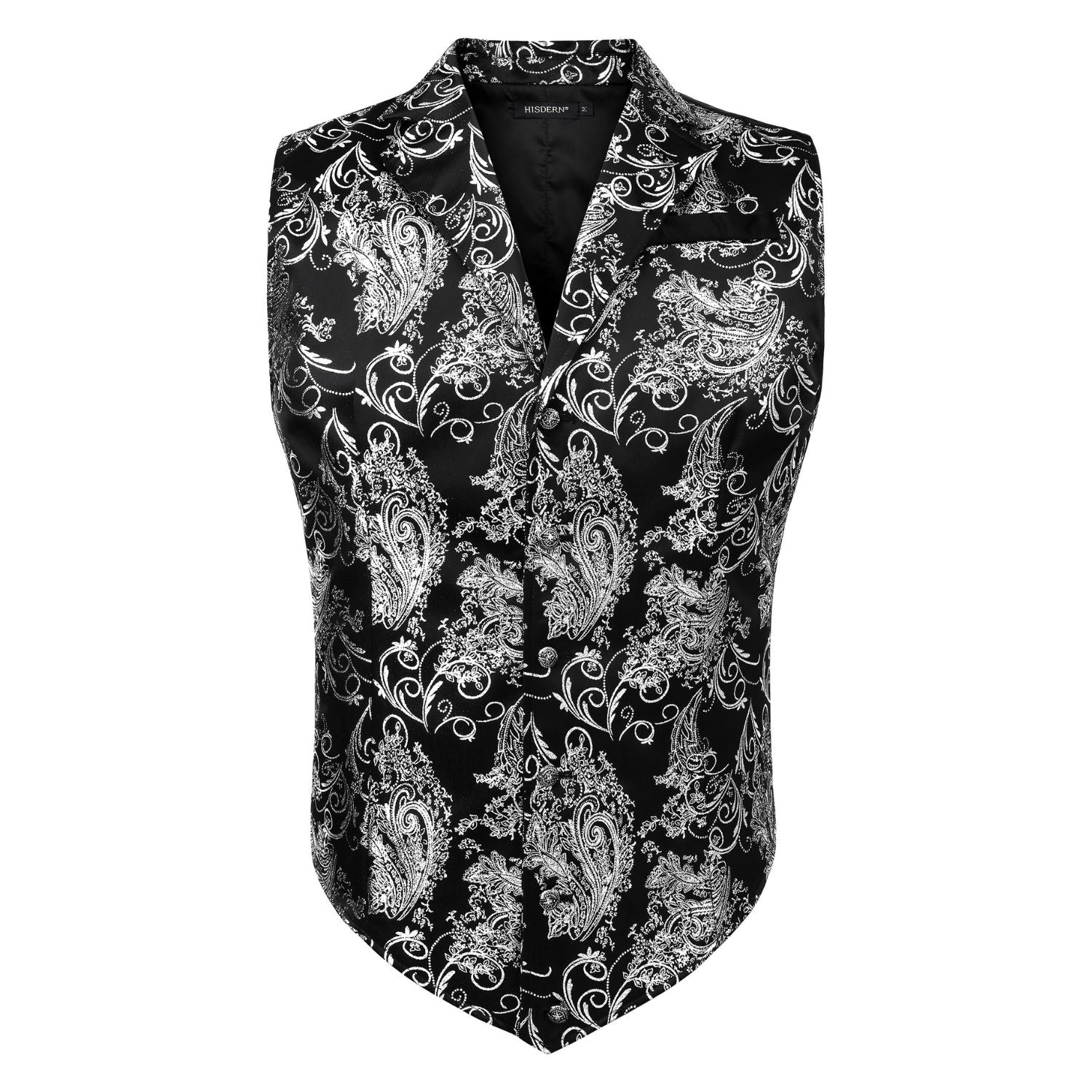Gothic Lapel Vest for Men - BLACK/SILVER-2