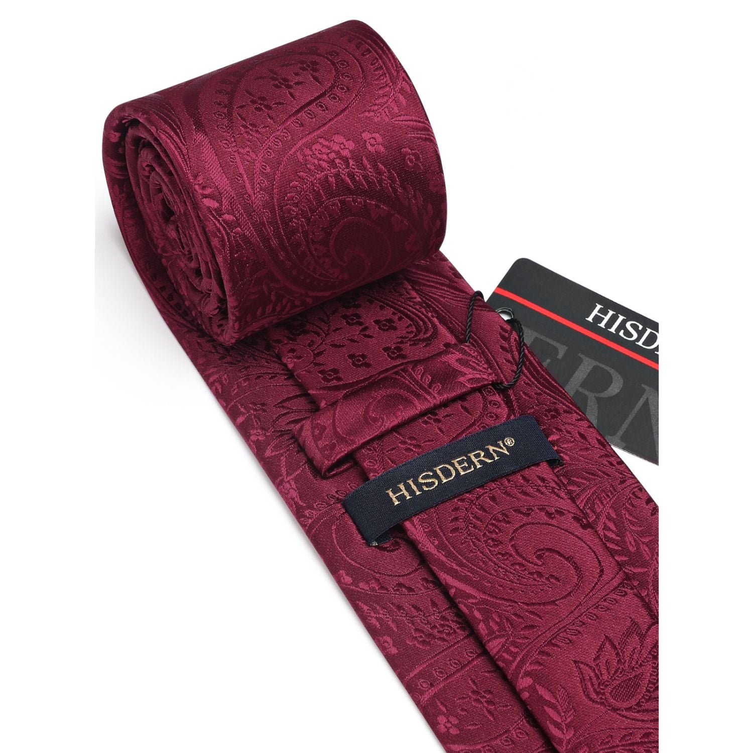 Floral Tie Handkerchief Set - BURGUNDY