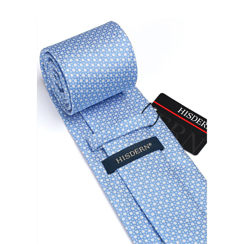 Houndstooth Tie Handkerchief Set - Z-LIGHT BLUE 