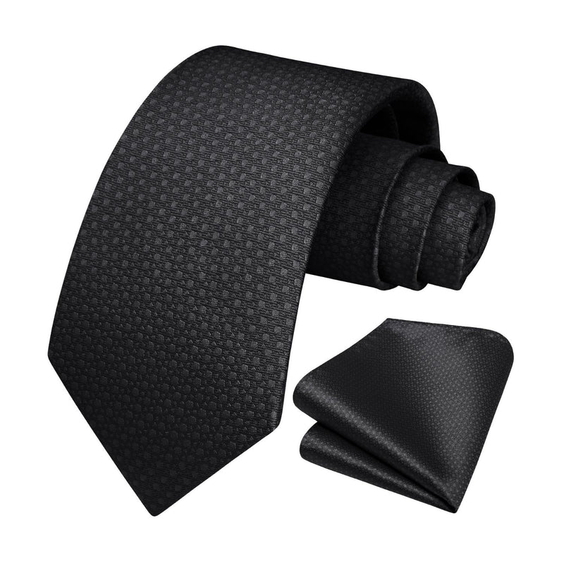 Plaid Tie Handkerchief Set - F-BLACK 