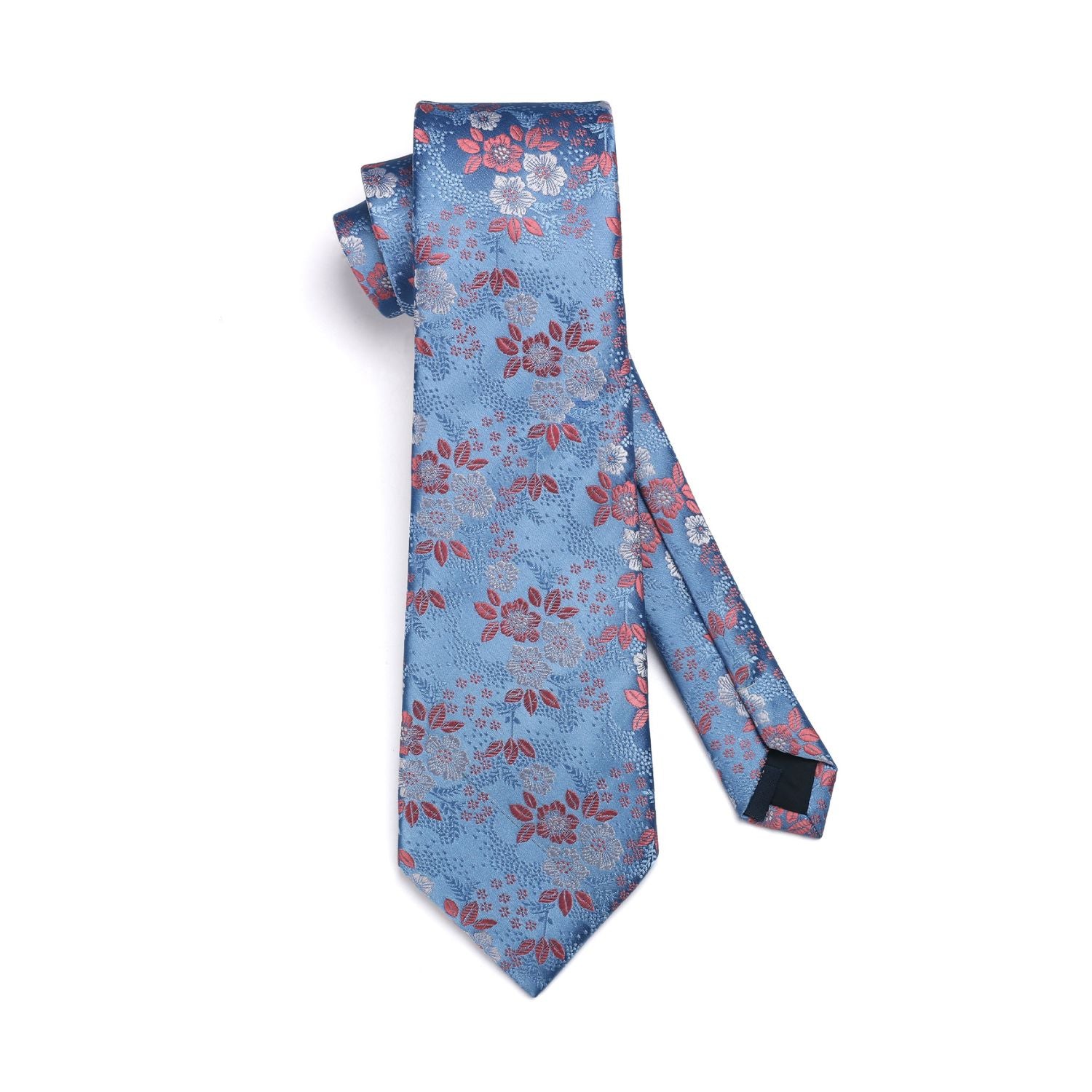 Floral Tie Handkerchief Set - W-PINK BLUE