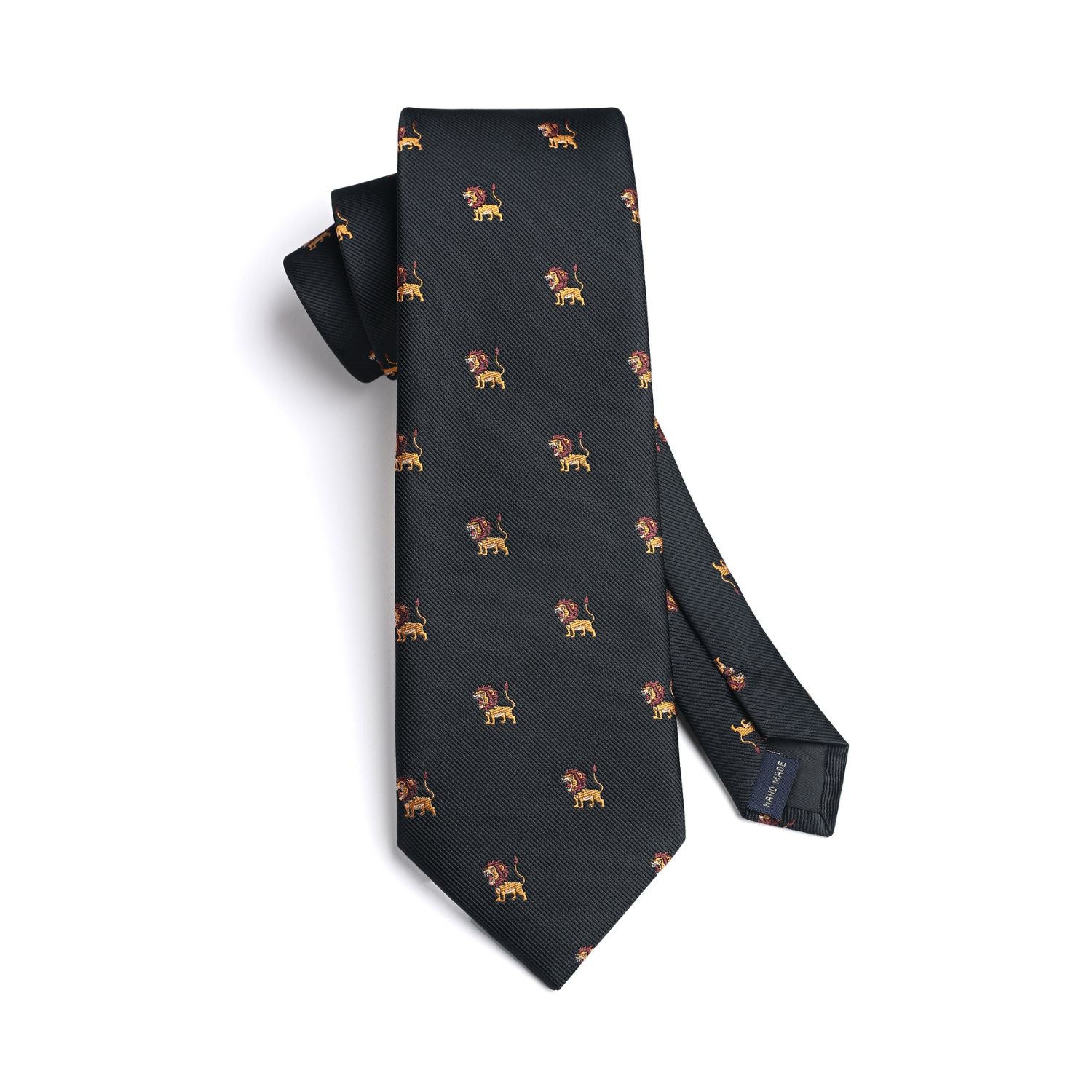 Lion Tie Handkerchief Set - BLACK