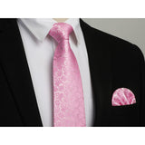 Floral Tie Handkerchief Set -29 PINK 