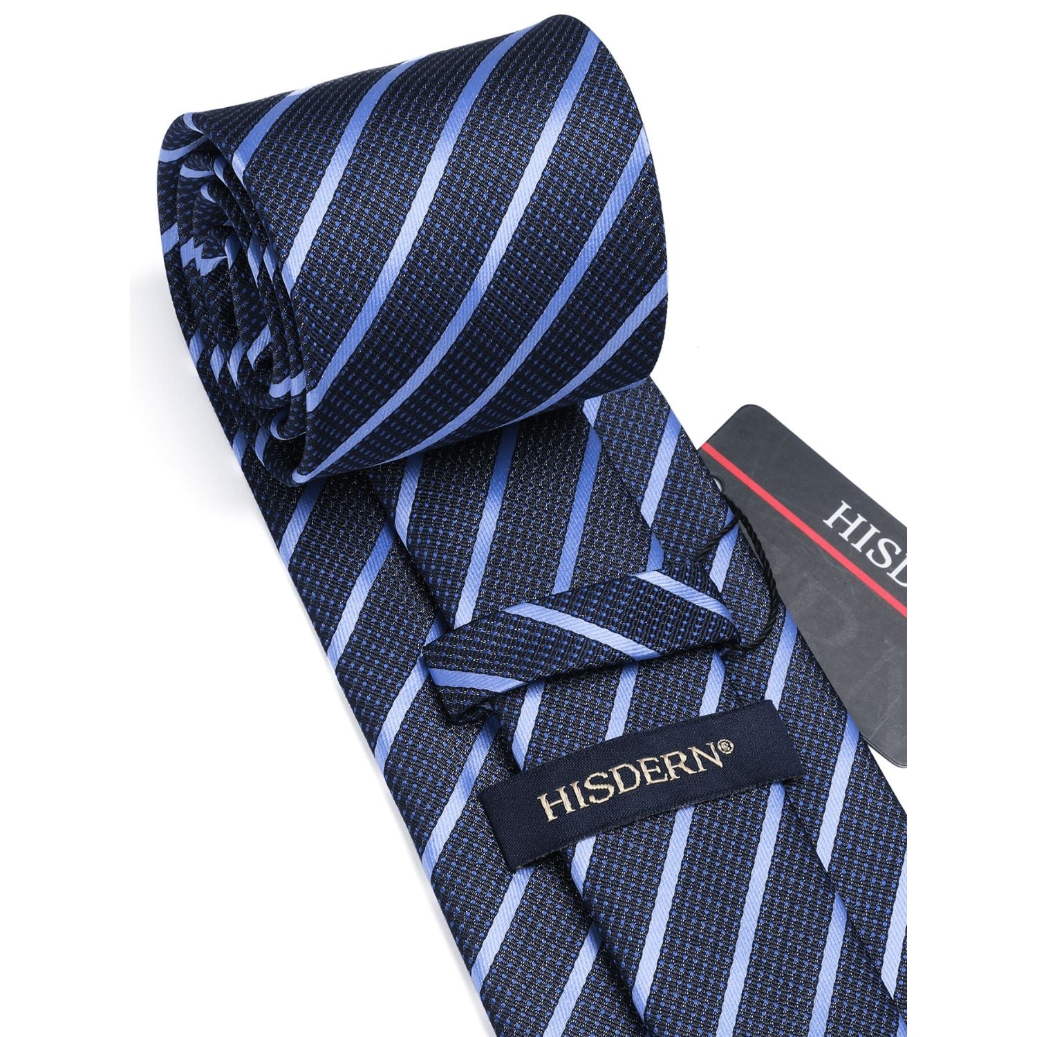 Stripe Tie Handkerchief Set - 13-NAVY BLUE