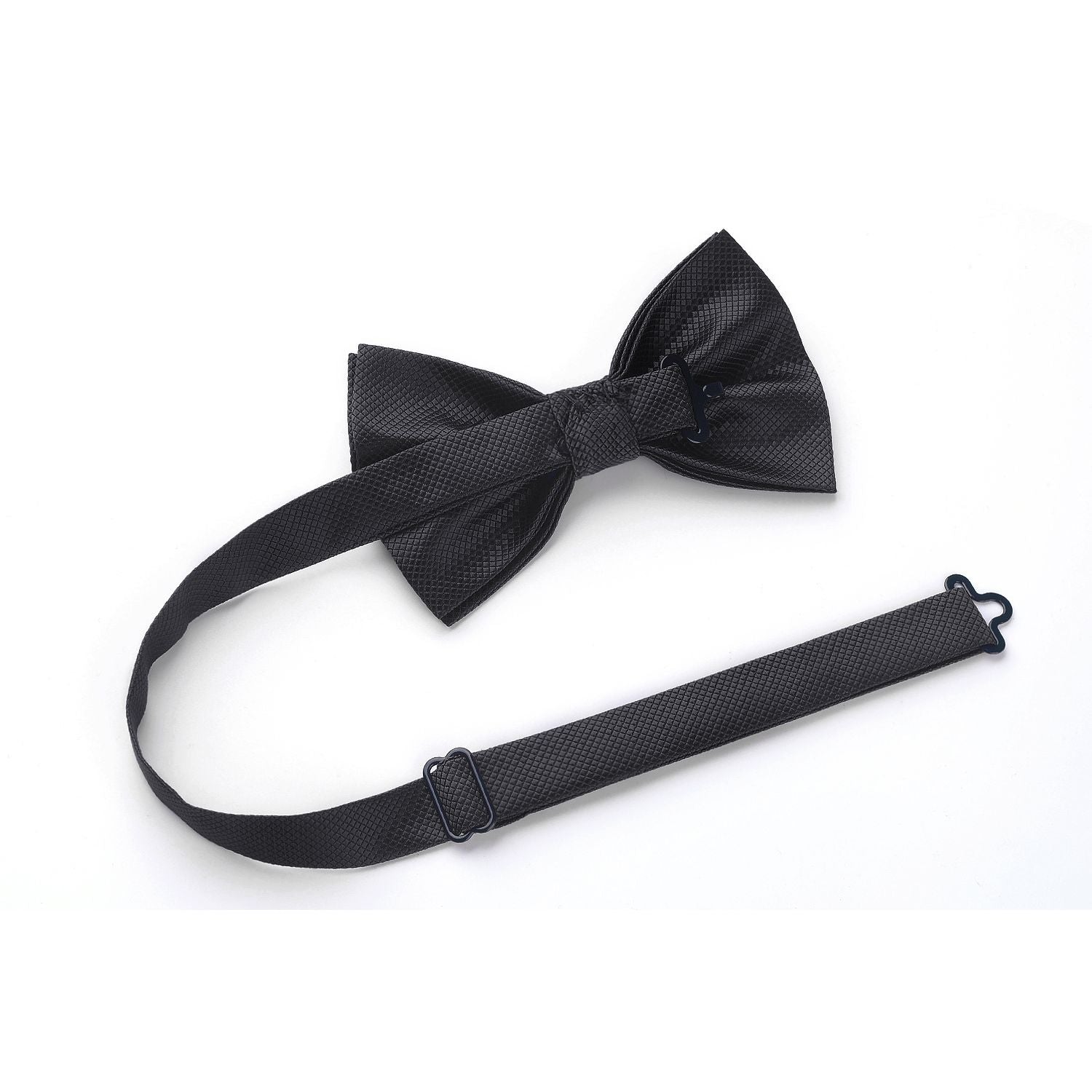 Solid Pre-Tied Bow Tie & Pocket Square - B-BLACK 3