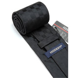 Plaid Tie Handkerchief Set - 073-BLACK GEOMETRIC 