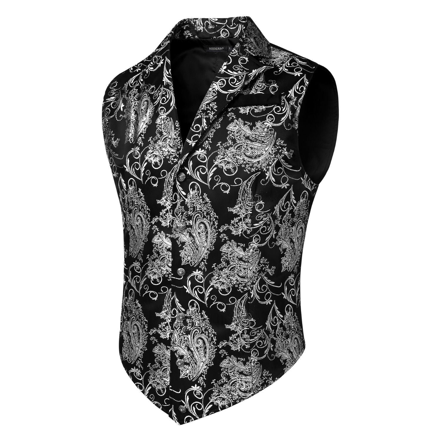 Gothic Lapel Vest for Men - BLACK/SILVER-2
