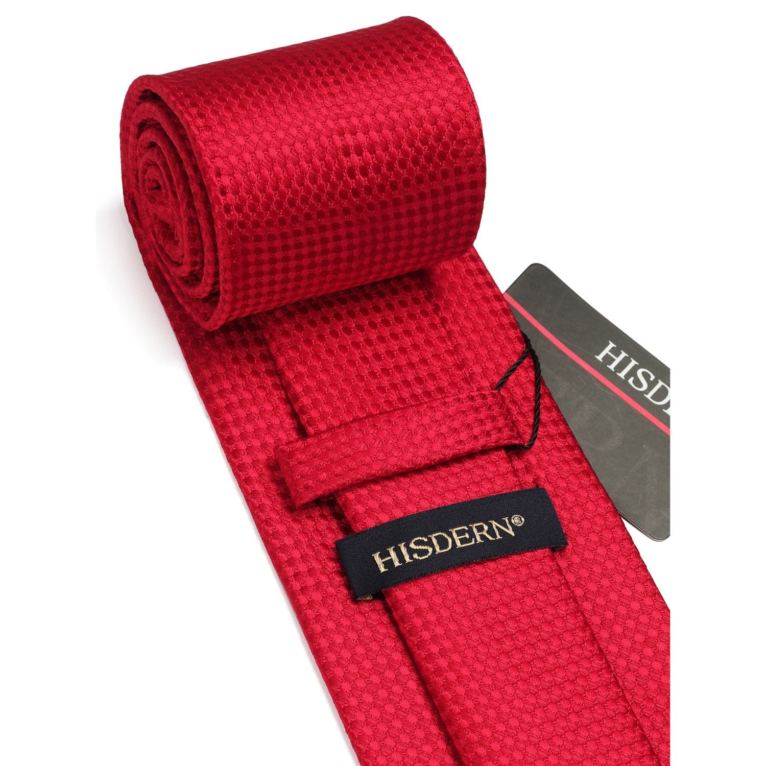 Houndstooth Tie Handkerchief Set - RED