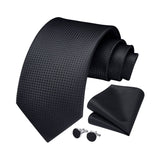 Plaid Tie Handkerchief Cufflinks - BLACK 