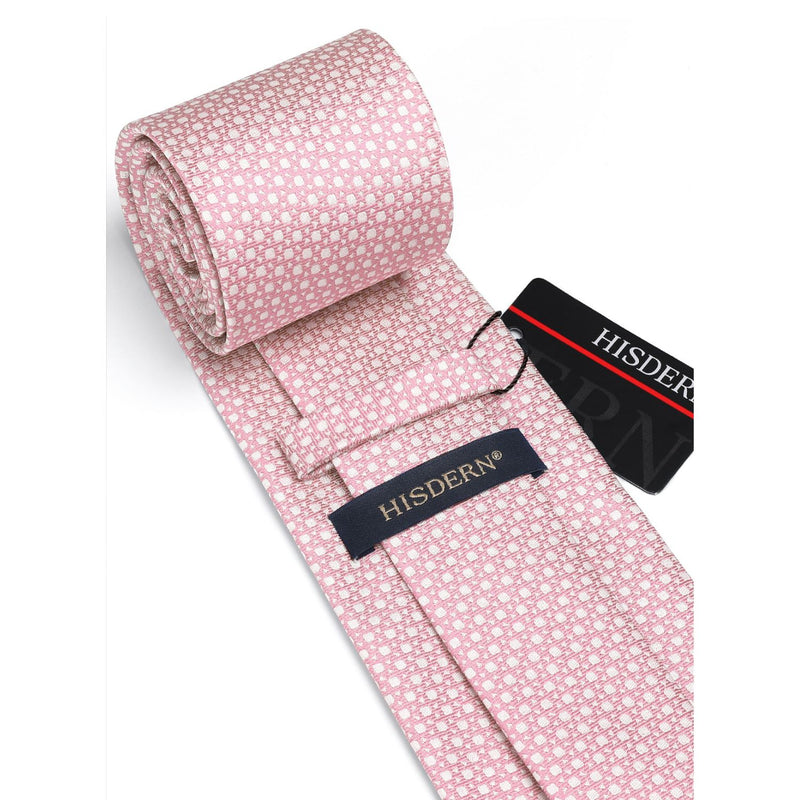 Plaid Tie Handkerchief Set - F-PINK 