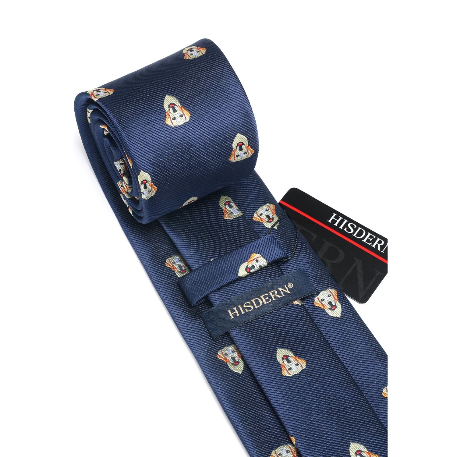 Golden Retriever Tie Handkerchief Set - NAVY BLUE