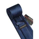 Stripe Tie Handkerchief Set - NAVY BLUE-1 