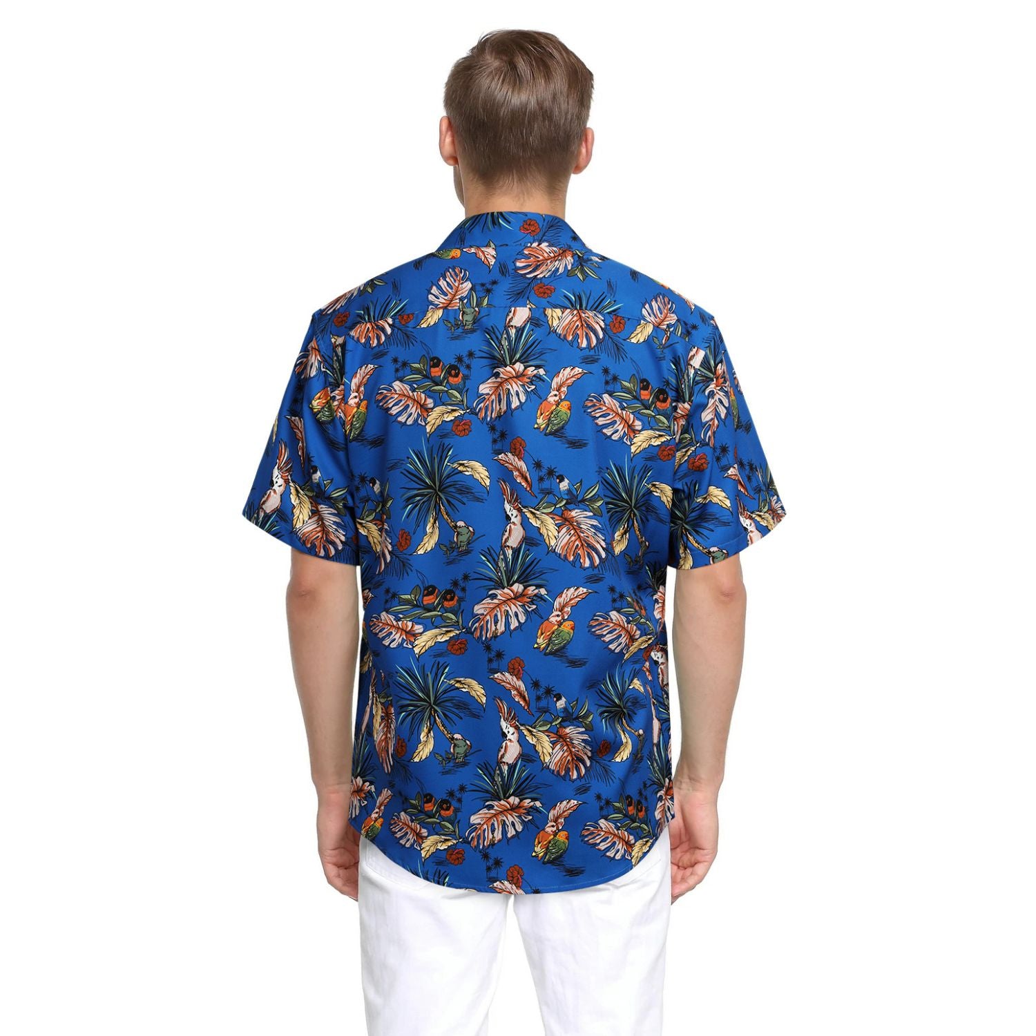 Hawaiian Tropical Shirts with Pocket - B-02 BLUE