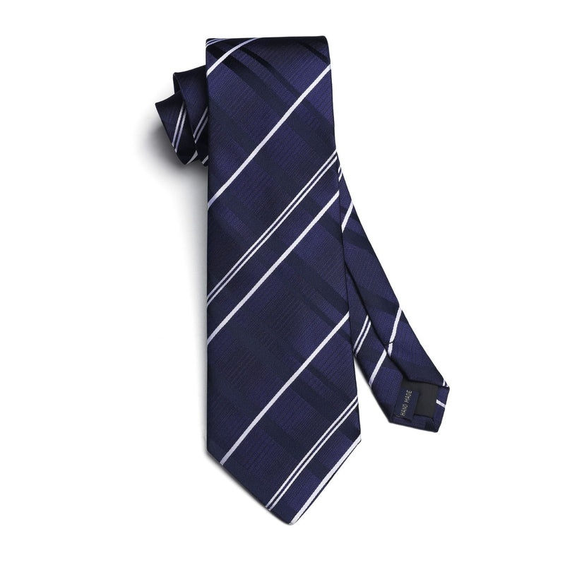 Plaid Tie Handkerchief Set - NAVY BLUE 1 