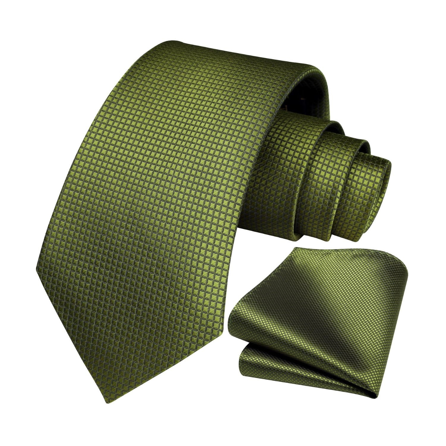 Plaid Tie Handkerchief Set - GOLD-4